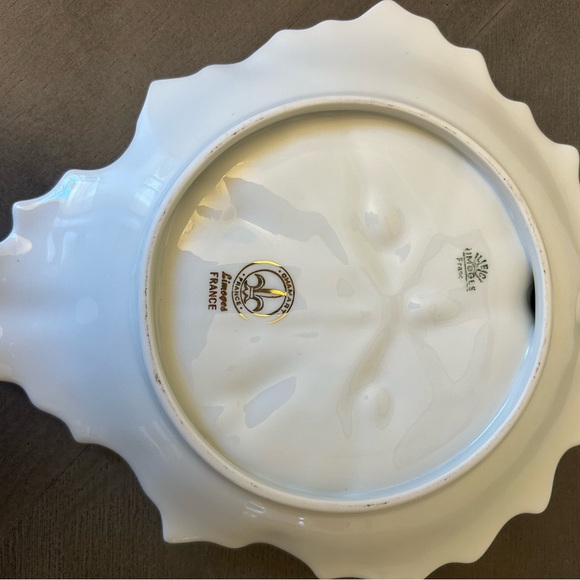 Vintage Limoges France leave Serving Tray Hand Painted Grape Leaves - Picture 2 of 3